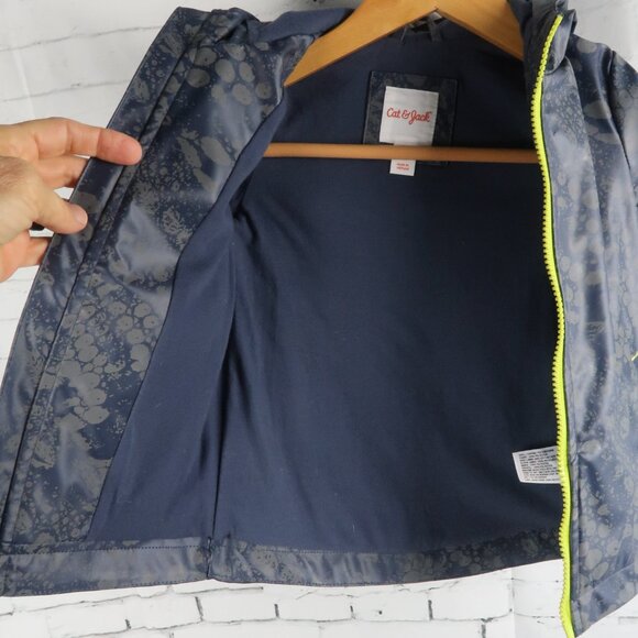 CAT & JACK GREY WITH YELLOW DINOSAUR RAIN JACKET WITH HOOD SIZE 18M - Picture 8 of 12